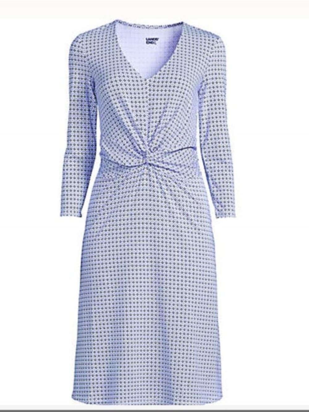 Lands' End Small TALL Midi Fit and Flare Dress w/ Pockets - Purple Geometric NWT